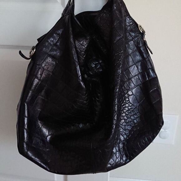 Furla croc Embossed Genuine Leather Purse in black - Picture 3 of 13
